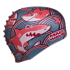 Шапочка для плавания детская MadWave Junior Sharky бирюзовая (M057911_TRQ) - Фото №3