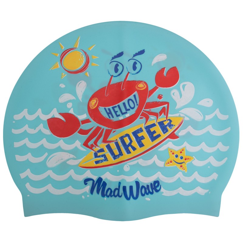 

Шапочка для плавания детская MadWave Junior Surfer голубая (M057912_CYAN), Голубой