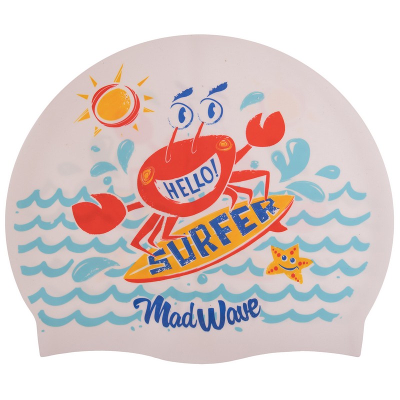 

Шапочка для плавания детская MadWave Junior Surfer белая (M057912_WHT), Белый