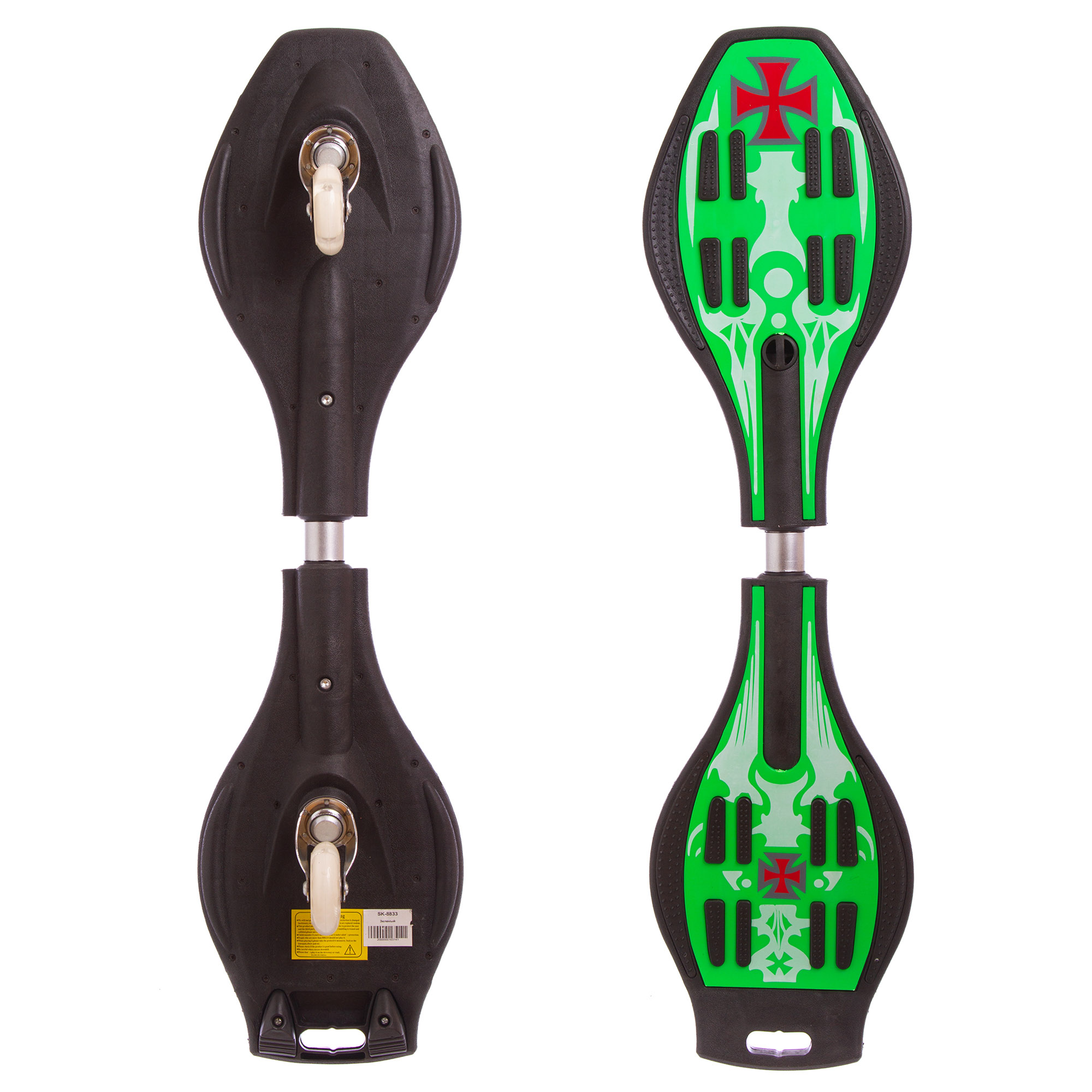 

Скейтборд двухколесный (Рипстик) RipStick Skull зеленый, 34" (SK-8833_GRN)