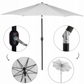 Зонт пляжный (садовый) с наклоном Springos светло-серый, 290 см (GU0020) - Фото №6