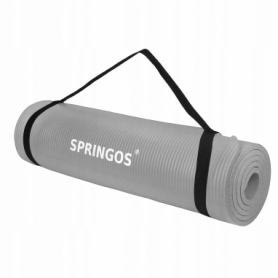 Коврик (мат) для йоги и фитнеса Springos NBR Grey, 183х61х1 см (YG0032) - Фото №5