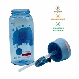 Пляшка для води CASNO 400 мл KXN-1195 Сіра (дельфін) з соломинкою - Фото №6
