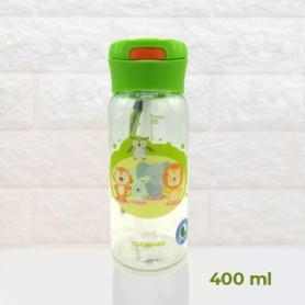 Пляшка для води CASNO 400 мл KXN-1195 Зелена (Малята-звірята) з соломинкою - Фото №2