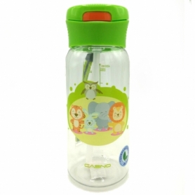 Пляшка для води CASNO 400 мл KXN-1195 Зелена (Малята-звірята) з соломинкою - Фото №3