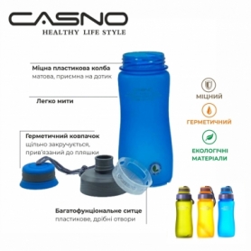 Пляшка для води CASNO 600 мл KXN-1116 Помаранчева - Фото №9
