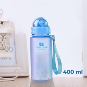 Пляшка для води CASNO 400 мл MX-5028 More Love Блакитна з соломинкою