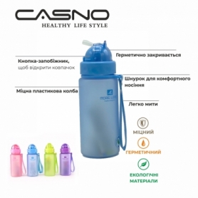 Пляшка для води CASNO 400 мл MX-5028 More Love Фіолетова з соломинкою - Фото №8