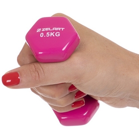 Гантель для фитнеса виниловая Zelart розовая, 0,5 кг (TA-2777-0_5_PNK) - Фото №2