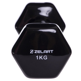 Гантель для фитнеса виниловая Zelart черная, 1 кг (TA-2777-1_BLK) - Фото №3