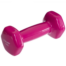 Гантель для фитнеса виниловая Zelart розовая, 1 кг (TA-2777-1_PNK)