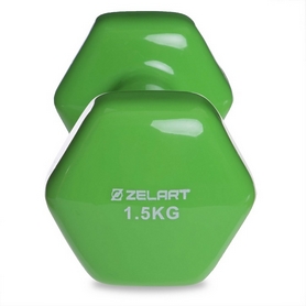 Гантель для фитнеса виниловая Zelart салатовая, 1,5 кг (TA-2777-1_5_GRN) - Фото №2