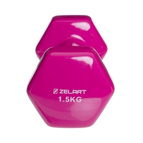 Гантель для фитнеса виниловая Zelart розовая, 1,5 кг (TA-2777-1_5_PNK) - Фото №3