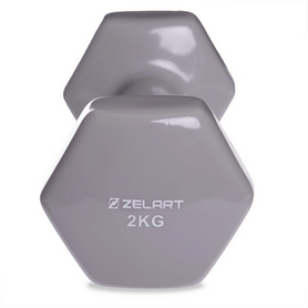 Гантель для фитнеса виниловая Zelart серая, 2 кг (TA-2777-2_GR) - Фото №3