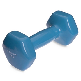 Гантель для фитнеса виниловая Zelart голубая, 2 кг (TA-2777-2_CYAN)
