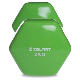 Гантель для фитнеса виниловая Zelart салатовая, 2 кг (TA-2777-2_GRN) - Фото №2
