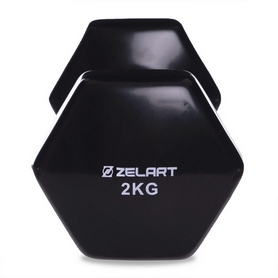 Гантель для фитнеса виниловая Zelart черная, 2 кг (TA-2777-2_BLK) - Фото №3