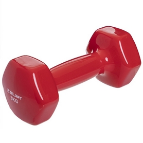 Гантель для фитнеса виниловая Zelart красная, 3 кг (TA-2777-3_RED)