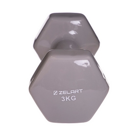 Гантель для фитнеса виниловая Zelart серая, 3 кг (TA-2777-3_GR) - Фото №3