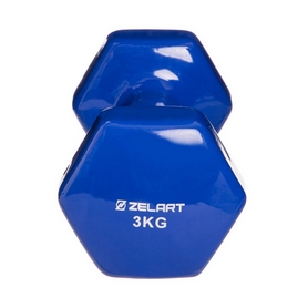 Гантель для фитнеса виниловая Zelart синяя, 3 кг (TA-2777-3_BL) - Фото №3