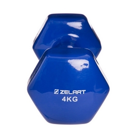 Гантель для фитнеса виниловая Zelart синяя, 4 кг (TA-2777-4_BL) - Фото №3