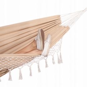 Гамак подвесной с бахромой и подушками Springos XXL бежевый, 200 x 150 см (HM020) - Фото №8
