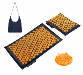 Коврик акупунктурный с подушкой (Аппликатор Кузнецова) 4FIZJO Eco Mat Navy Blue/Orange, 68 x 42 см (4FJ0229)