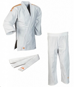 Кимоно для дзюдо Adidas Judo Uniform Club белое с оранжевыми полосами