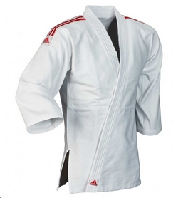 Кимоно для дзюдо Adidas Judo Uniform Club белое с красными полосами - Фото №2