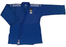 Кимоно для дзюдо Adidas Champion 2 IJF синее с белыми полосами - Фото №3