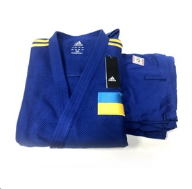 Кимоно для дзюдо Adidas Champion 2 IJF синее с желтыми полосами