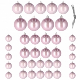 Набор елочных шаров Springos d=8, 7, 6, 5, 3 см розовый, 37 шт (CA0145) - Фото №2
