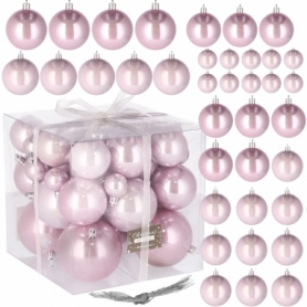 Набор елочных шаров Springos d=8, 7, 6, 5, 3 см розовый, 37 шт (CA0145) - Фото №7