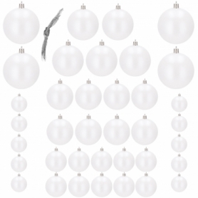 Набор елочных шаров Springos d=8, 7, 6, 5, 3 см белый, 37 шт (CA0146) - Фото №4