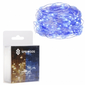 Гирлянда на батарейках Springos LED Blue, 4.9 м (50) (CL0016)