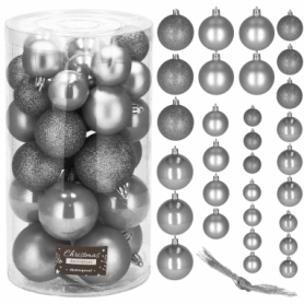 Набор елочных шаров Springos d=6, 5, 4 см серый, 30 шт (CA0173) - Фото №7