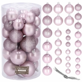 Набор елочных шаров Springos d=6, 5, 4 см розовый, 30 шт (CA0175) - Фото №7