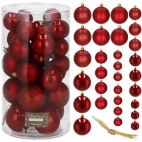Набор елочных шаров Springos d=6, 5, 4 см красный, 30 шт (CA0179) - Фото №6