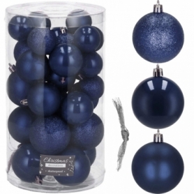 Набор елочных шаров Springos d=6, 5, 4 см темно синий, 30 шт (CA0181)