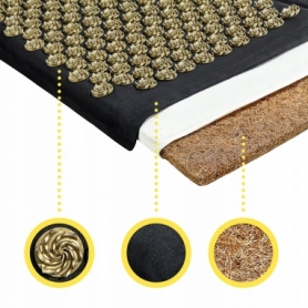 Коврик акупунктурный с подушкой (Аппликатор Кузнецова) 4FIZJO Eco Mat Black/Gold, 130 x 50 см (4FJ0291) - Фото №6