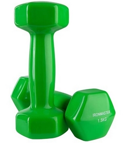 Гантели для фитнеса виниловые IronMaster зеленые, 2 шт. по 1,5 кг (IR92022-215)
