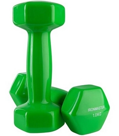Гантели для фитнеса виниловые IronMaster зеленые, 2 шт. по 1 кг (IR92022-21)