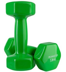 Гантели для фитнеса виниловые IronMaster зеленые, 2 шт. по 3 кг (IR92022-23)