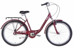Велосипед городской женский Dorozhnik RUBY AM St - 26", рама - 17", темно-красный (OPS-D-26-199)
