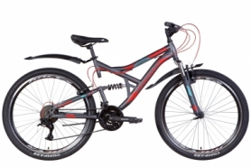 Велосипед горный Discovery CANYON AM2 Vbr Pl - 26", рама - 17,5", темно-серый с красным и голубым (OPS-DIS-26-450)