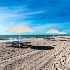 Зонт пляжный с регулировкой высоты Springos бежевый, 160 см (BU0018) - Фото №6