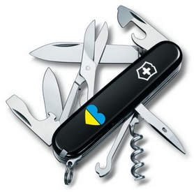 Нож швейцарский Victorinox Climber Ukraine черный, сердце Украины (1.3703.3_T1090u)