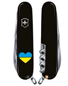 Нож швейцарский Victorinox Climber Ukraine черный, сердце Украины (1.3703.3_T1090u) - Фото №2