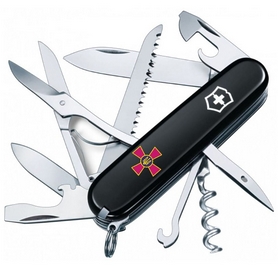 Нож швейцарский Victorinox Huntsman Ukraine черный, эмблема ВСУ (1.3713.3_W0010u)