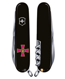 Нож швейцарский Victorinox Huntsman Ukraine черный, эмблема ВСУ (1.3713.3_W0010u) - Фото №2